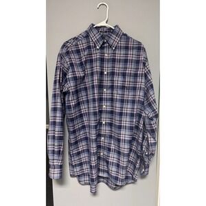 Hathaway Shirt Men Large Multi Plaid Long Casual Sleeve Collared Button Down EUC
